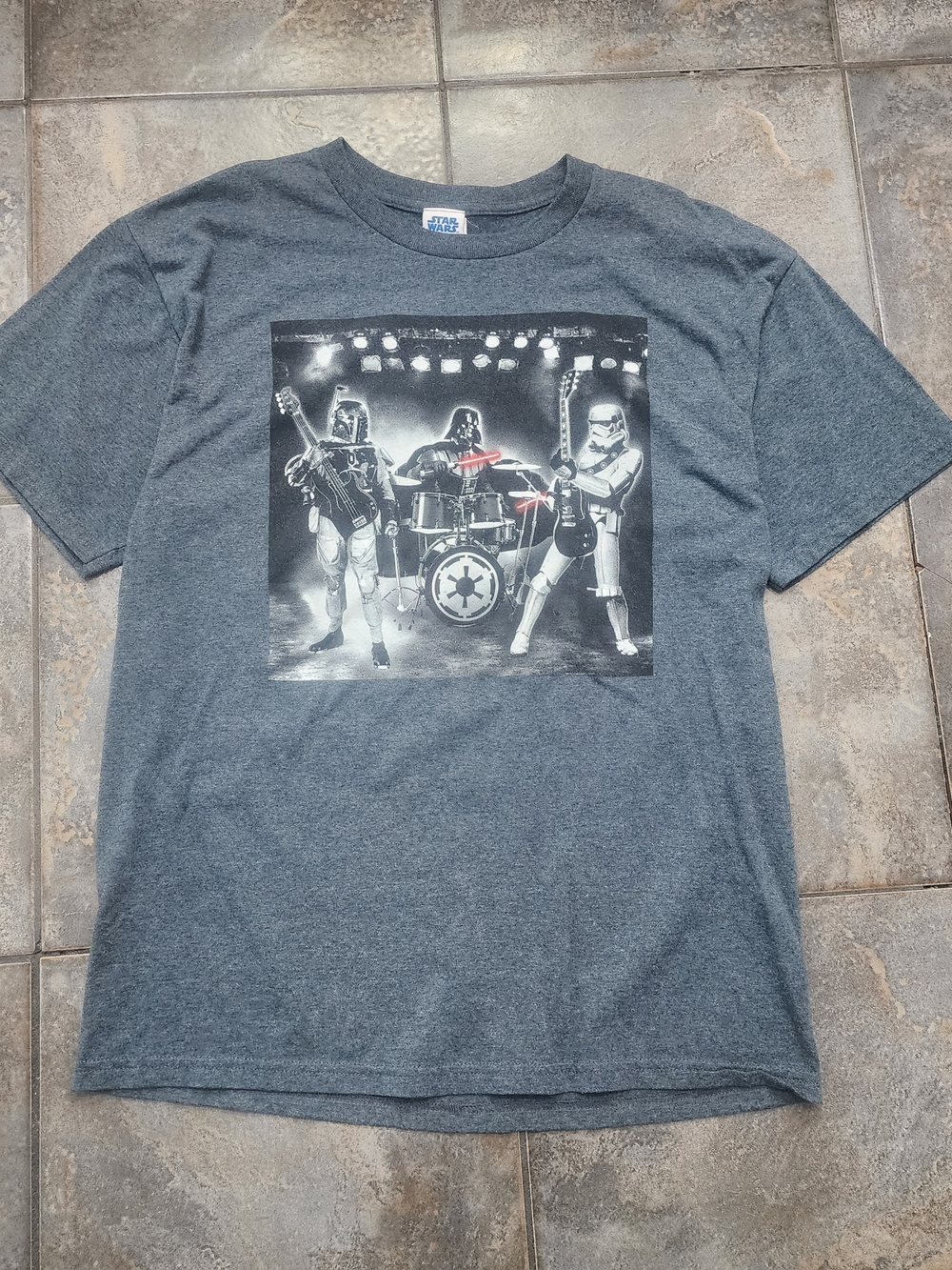 Star Wars Men's Large Y2K Darth Vader Boba Fett Stormtrooper Rock Band T Shirt